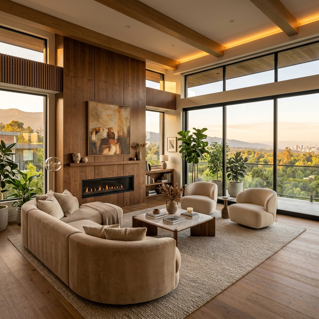 Salon au design moderne avec vue panoramique